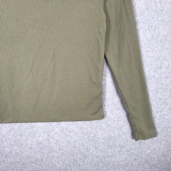Olivia Rae Top Womens Small Green Crop Ribbed Shirt Basic Minimal‎ Y2K Yoga - Picture 3 of 7
